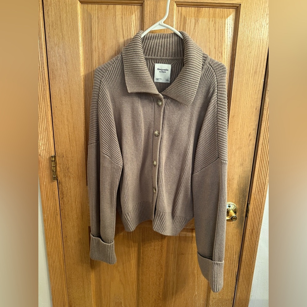 Abercrombie & Fitch Taupe Collared Cardigan